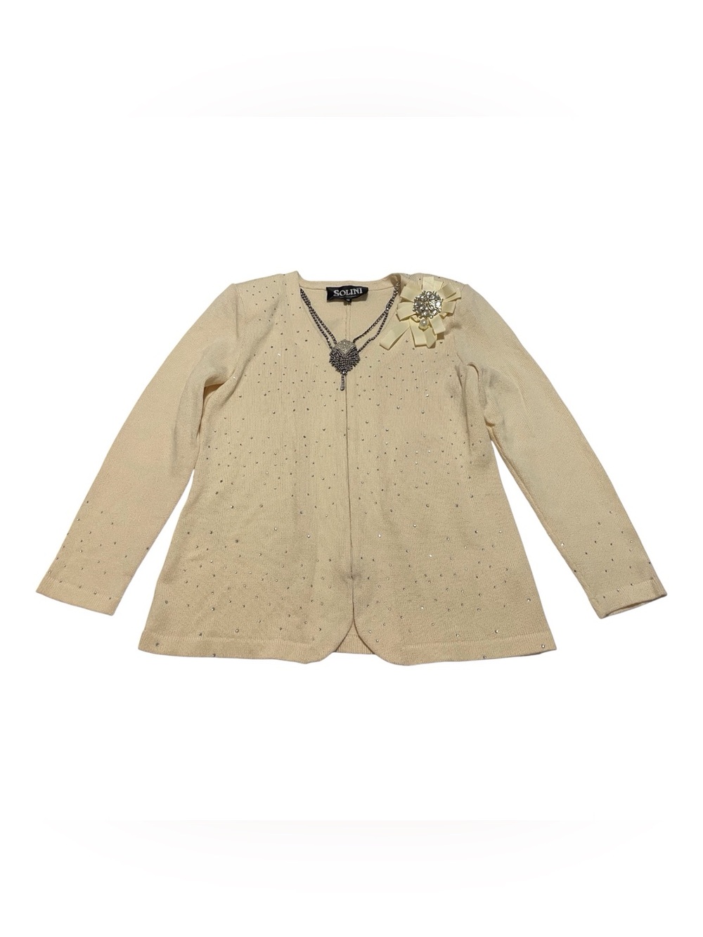 Solini Women's Ivory Embellished Cardigan  with Rhinstones,12